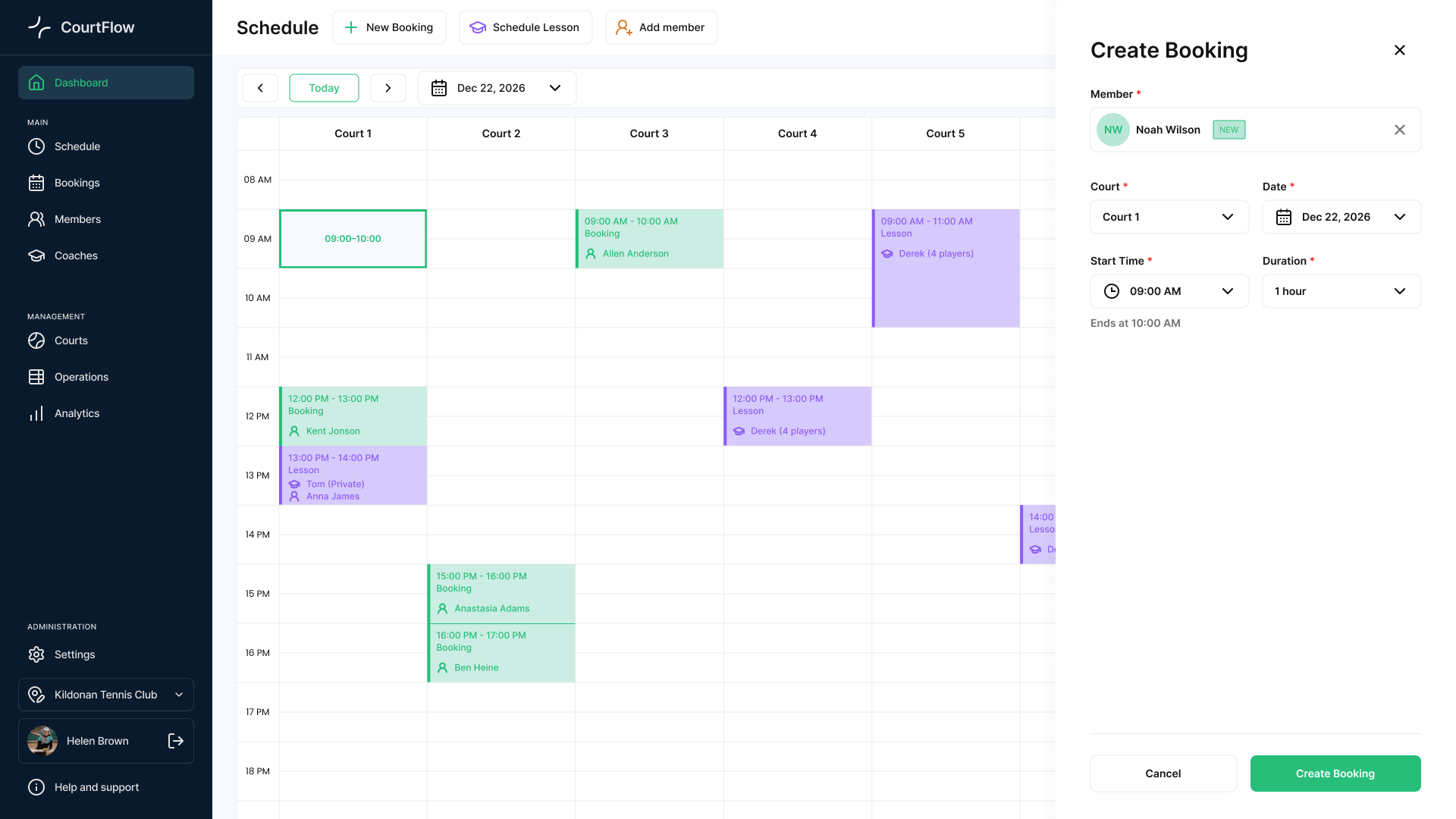 Create booking (member added)